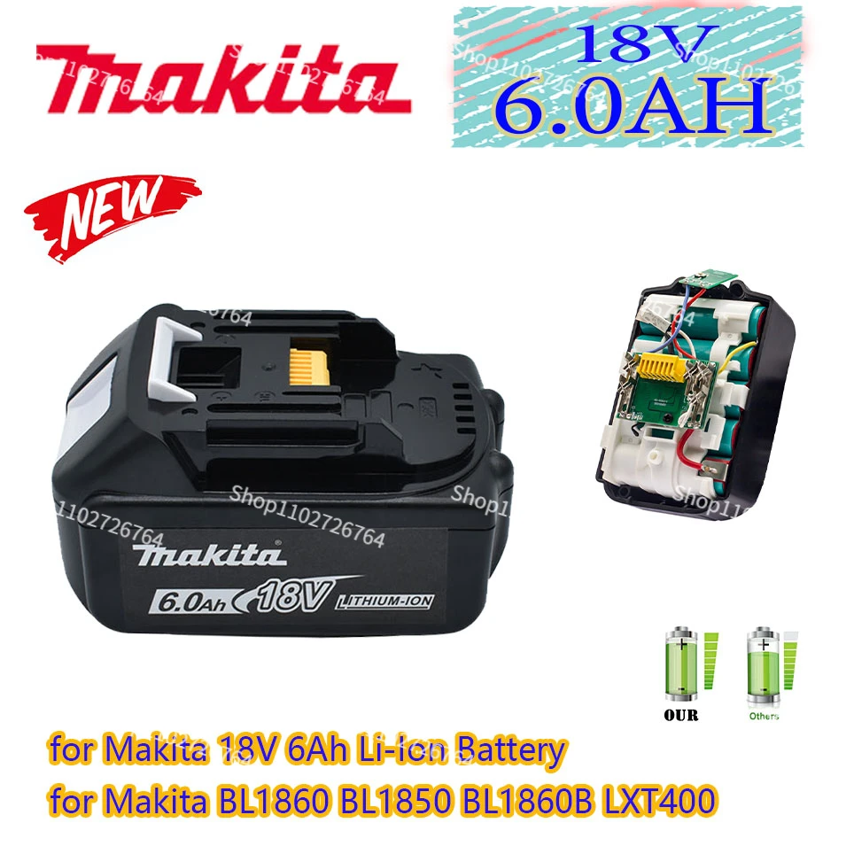 Makita Original 18V Makita 6000mAh Lithium ion Rechargeable Battery 18v drill Replacement Batteries BL1860 BL1830 BL1850 BL1860B
Makita Original 18V Makita 6000mAh Lithium ion Rechargeable Battery 18v drill Replacement Batteries BL1860 BL1830 BL1850 BL1860B
