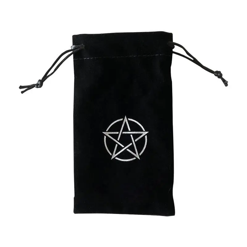 

Tarot Card Storage Bag Toy Home Tarot Storage Beam Pocket Black Pentagram Velvet Card Candy Storage Bag Game Entertainment