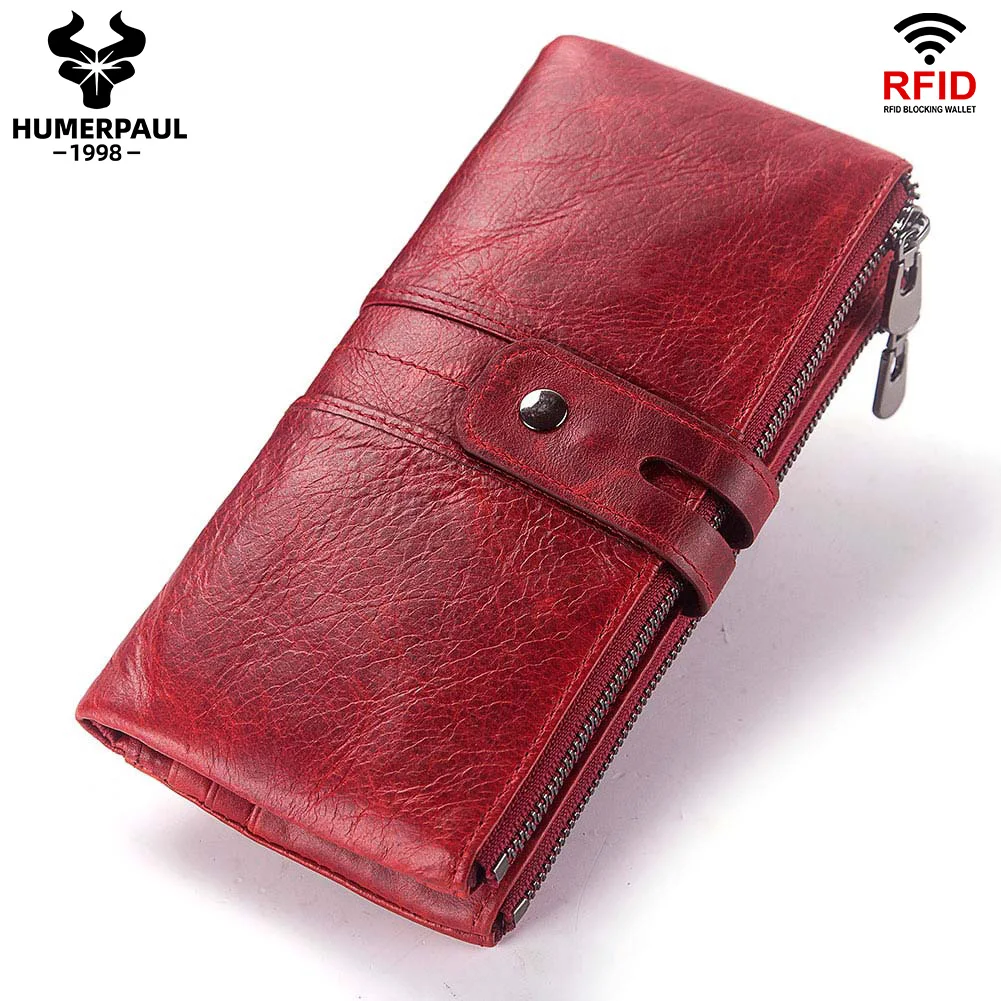 

Genuine Leather Wallet for Women Multiple Clutches Card Holder Large Capicity Phone Checkbook Organizer Female Zipper Coin Purse