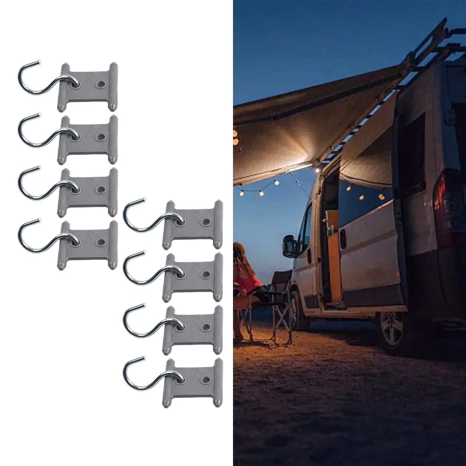 8Pcs Camping Awning Hooks Clips RV Tent Hangers Light Hangers For Caravan Camper Easily Installation Durable And Sturdy
8Pcs Camping Awning Hooks Clips RV Tent Hangers Light Hangers For Caravan Camper Easily Installation Durable And Sturdy