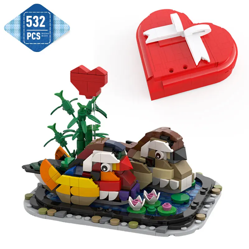 MOC Valentine's Lovebirds Toy Mandarin Duck Building Blocks Kit Heart Box Brick Animals Model Wedding Lovers Gift for Girls Toys
MOC Valentine's Lovebirds Toy Mandarin Duck Building Blocks Kit Heart Box Brick Animals Model Wedding Lovers Gift for Girls Toys