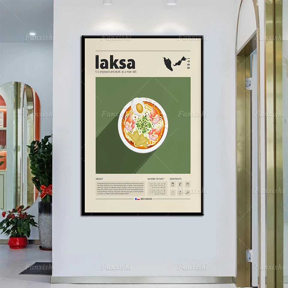 Laksa Poster, Food Print,Malaysian Food Retro Poster,Housewarming Gift,Kitchen Wall Decor, Mid Century Poster, Minimalist Prints
Laksa Poster, Food Print,Malaysian Food Retro Poster,Housewarming Gift,Kitchen Wall Decor, Mid Century Poster, Minimalist Prints