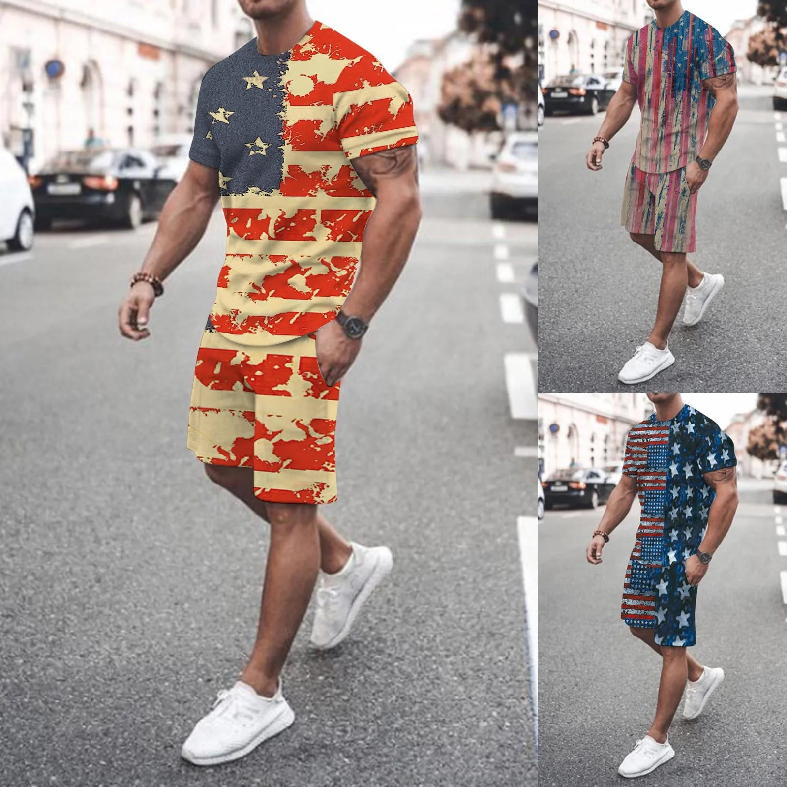 Mens Shawl Collar Suit Men's Independence Day Flag Spring Summer Leisure Sports Comfortable Breathable Sweat Absorbing Star Suit
Mens Shawl Collar Suit Men's Independence Day Flag Spring Summer Leisure Sports Comfortable Breathable Sweat Absorbing Star Suit