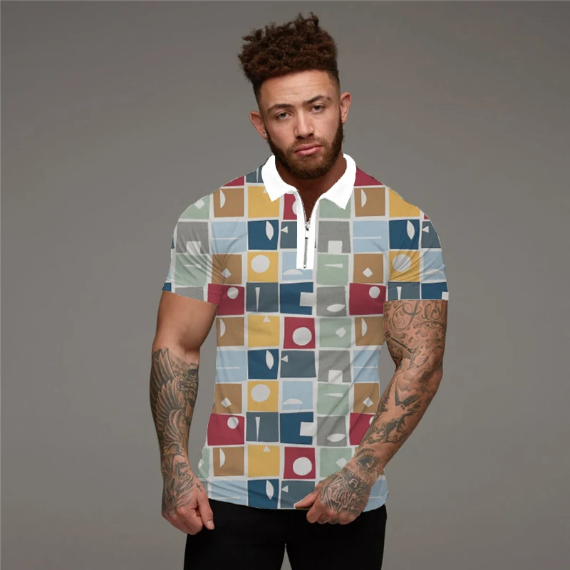 Men's Clothing Polo Shirt Street Retro Print Business Casual Fashion Short Sleeve T Shirt Men's Lapel Zip Polo Shirt Pullover
Men's Clothing Polo Shirt Street Retro Print Business Casual Fashion Short Sleeve T Shirt Men's Lapel Zip Polo Shirt Pullover