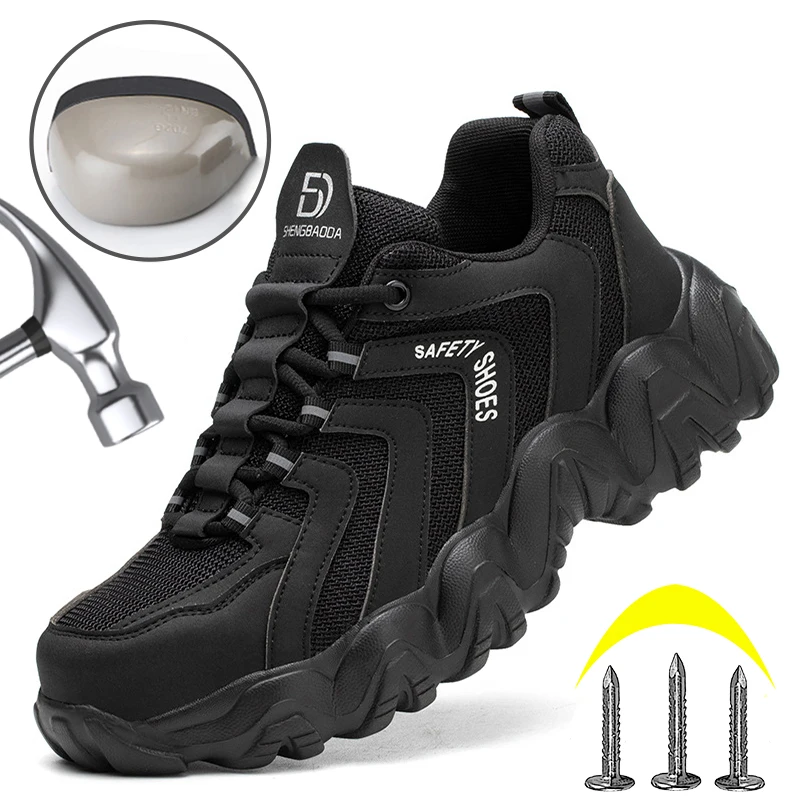 

Fashion Safety Shoes Anti-smashing Anti-puncture Boot Wear Resistance Work Safety Shoes Men Women Indestructible Steel Toe Shoes