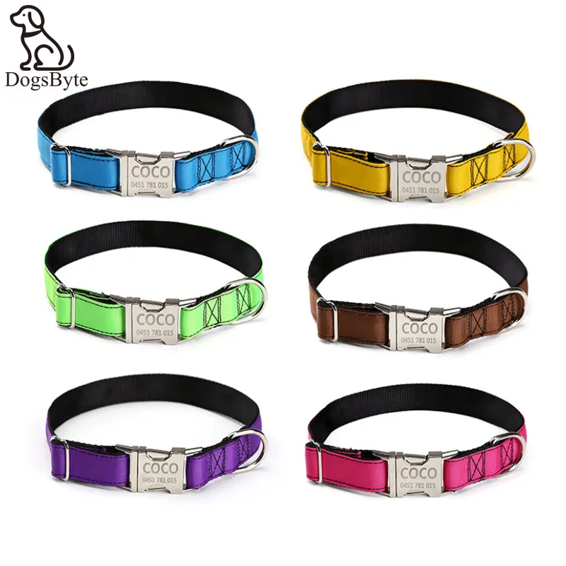 Personalised Nylon Engraved Dog Collar Custom Name / Number / Text Pet Collar
Personalised Nylon Engraved Dog Collar Custom Name / Number / Text Pet Collar