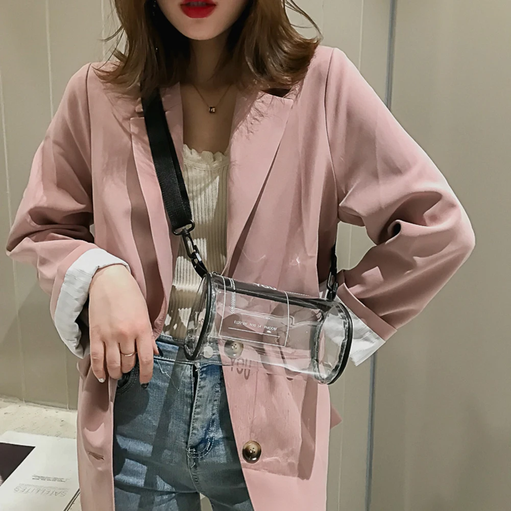 Casual Transparent Handbags Unisex Zipper PVC Cylinder Simple Small Shoulder Bags Letter Printing Crossbody Messenger Bags
Casual Transparent Handbags Unisex Zipper PVC Cylinder Simple Small Shoulder Bags Letter Printing Crossbody Messenger Bags