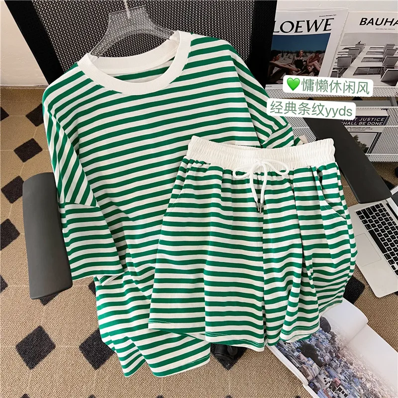Women Two Pieces Set Loose Striped Top Elastic Waist Wide Leg Shorts Sport Sets Shirt Shorts Suit 2023 Summer Tracksuit Outfit
Women Two Pieces Set Loose Striped Top Elastic Waist Wide Leg Shorts Sport Sets Shirt Shorts Suit 2023 Summer Tracksuit Outfit