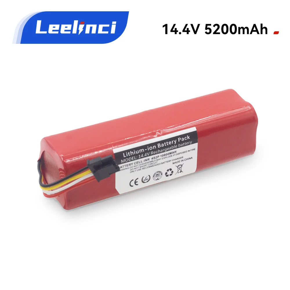 

Leelinci Battery For Xiaomi Mijia Robot Vacuum Cleaner 14.4V/14.8V 5200mAh Roborock 1T S50 S51 S55 New Li-Ion Battery 18650