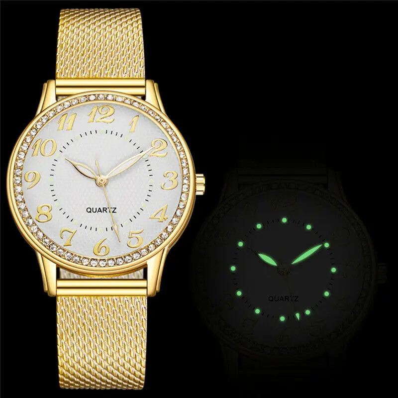 

Women Men Fashion Watches New Diamond-studded Luminous Silicone Band Analog Wrist Watch Gift