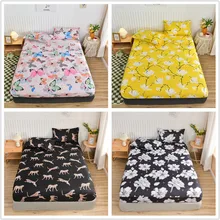 Queen Size Fitted Sheet Sets for Single Bed sabanas para cama King Mattress Cover Flower Printed Bedsheets Set with Pillowcase