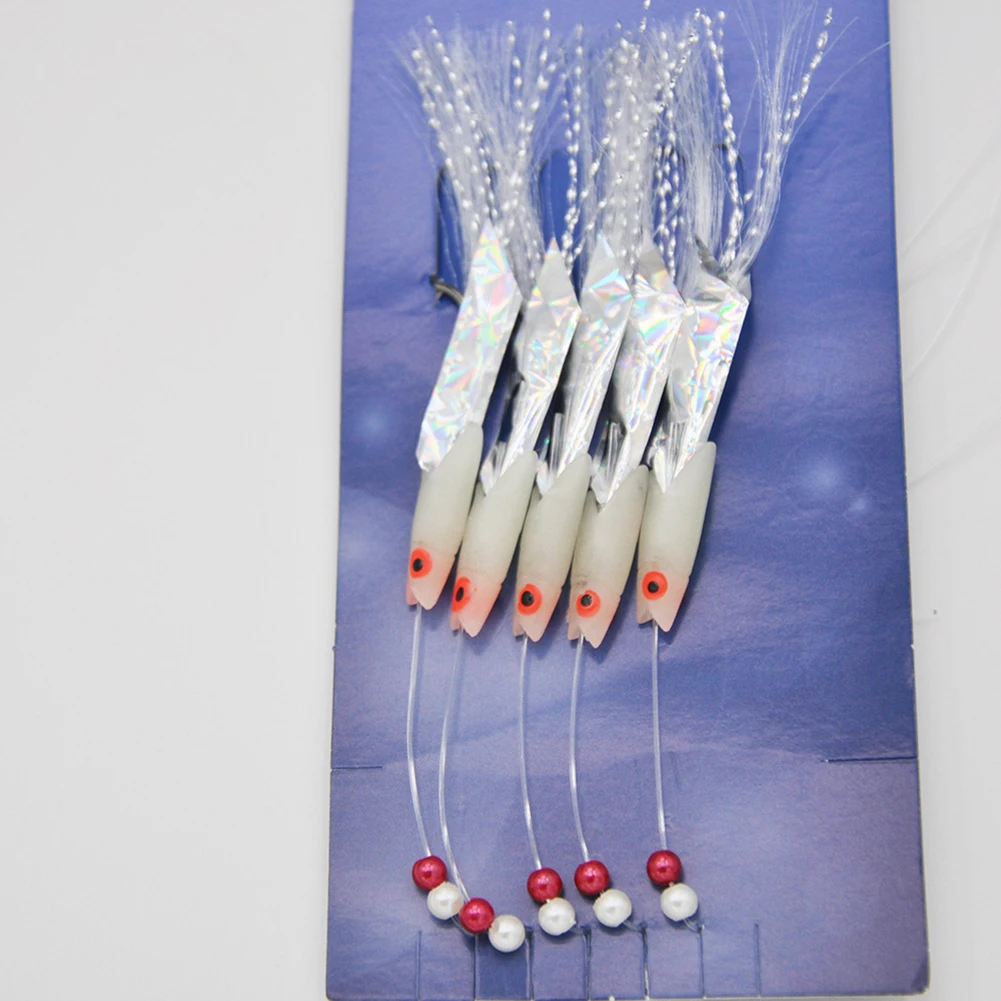 5pcs/Pack Sabiki Soft Fishing Lure Rigs Bait Jigs Lure Feather Lure Herring Bait Tackle With 6 Hooks For Mackerel Deep Sea Fish
5pcs/Pack Sabiki Soft Fishing Lure Rigs Bait Jigs Lure Feather Lure Herring Bait Tackle With 6 Hooks For Mackerel Deep Sea Fish
