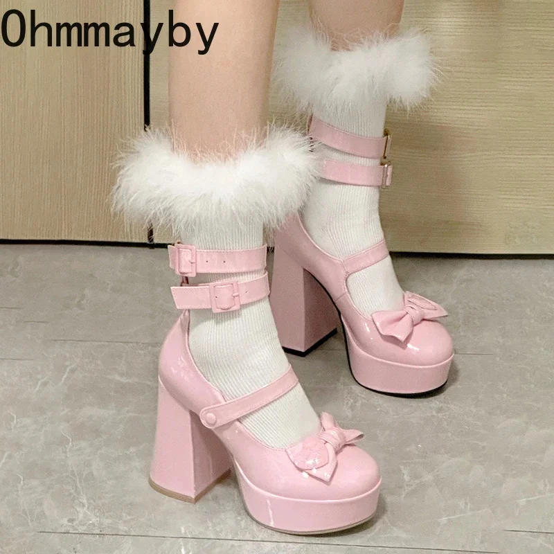 

Platform Mary Janes Shoes Women Fashion Shallow Japanese Style Women's Girls High Heel Lolita Shoes for Woman