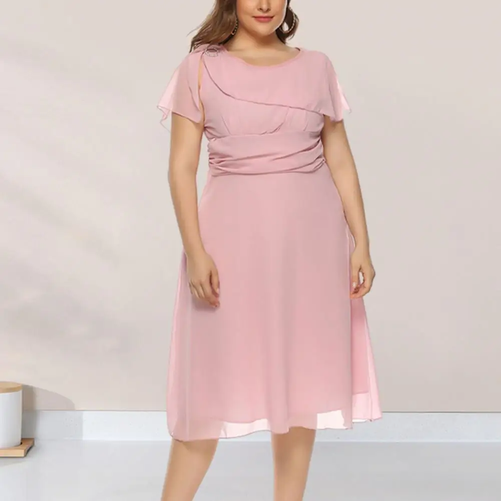 Women Summer Dress Double Layers O Neck Lady Dress High Waist Pleated Irregular Dress Solid Color Hollow Out Shawl Type Dress 
Women Summer Dress Double Layers O Neck Lady Dress High Waist Pleated Irregular Dress Solid Color Hollow Out Shawl Type Dress