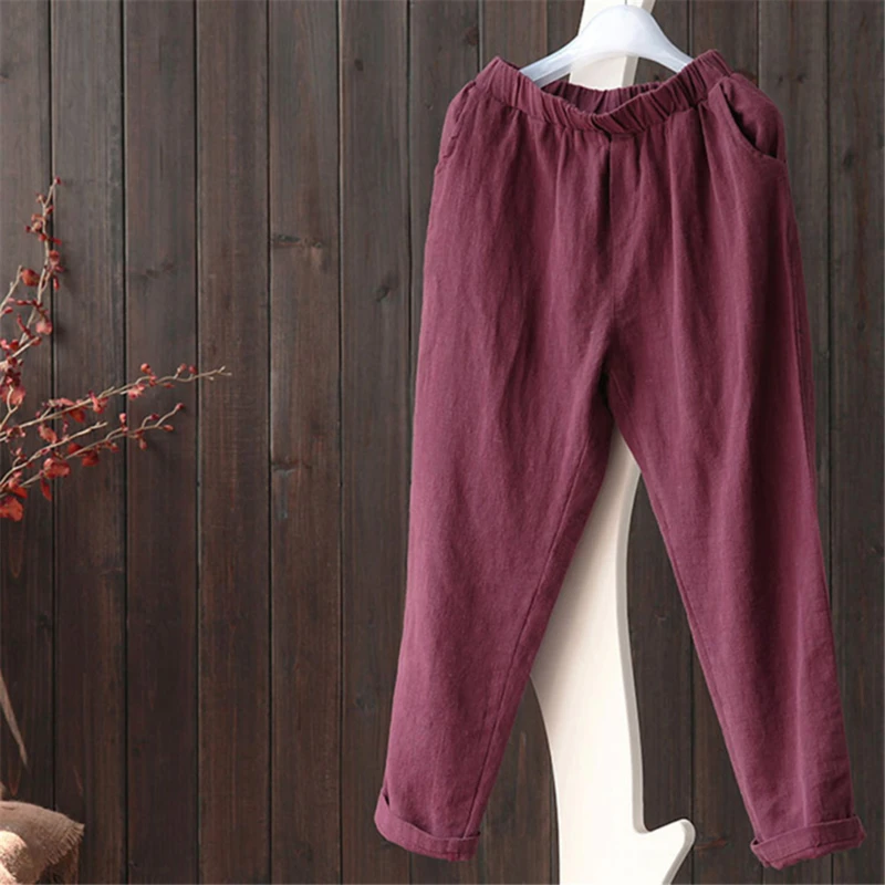 Oversize Women Elastic Waist Ankle Pants Casual Cotton And Linen Pants Loose Capri Harem Trousers Female Summer Solid Color Pant
Oversize Women Elastic Waist Ankle Pants Casual Cotton And Linen Pants Loose Capri Harem Trousers Female Summer Solid Color Pant