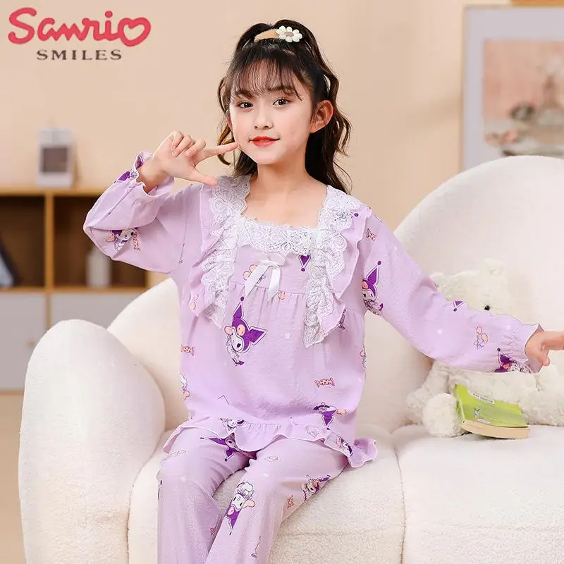 

Детская Пижама Sanrio 2023, милая мультяшная мимелоди курomi Cinnamoroll, НОВАЯ тонкая пижама из пенопласта для девочек, комплект с длинным рукавом