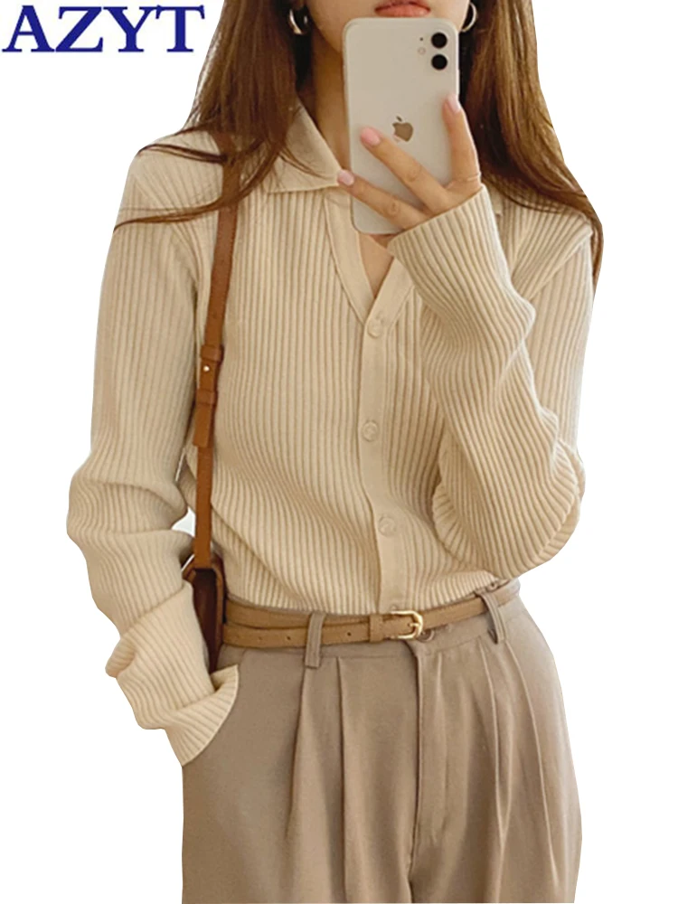 AZYT Turn Down Collar Elegant Women Sweater Cardigan 2022 Autumn Soft All Match Knit Cardigan Female Casual Sweater Coat
AZYT Turn Down Collar Elegant Women Sweater Cardigan 2022 Autumn Soft All Match Knit Cardigan Female Casual Sweater Coat
