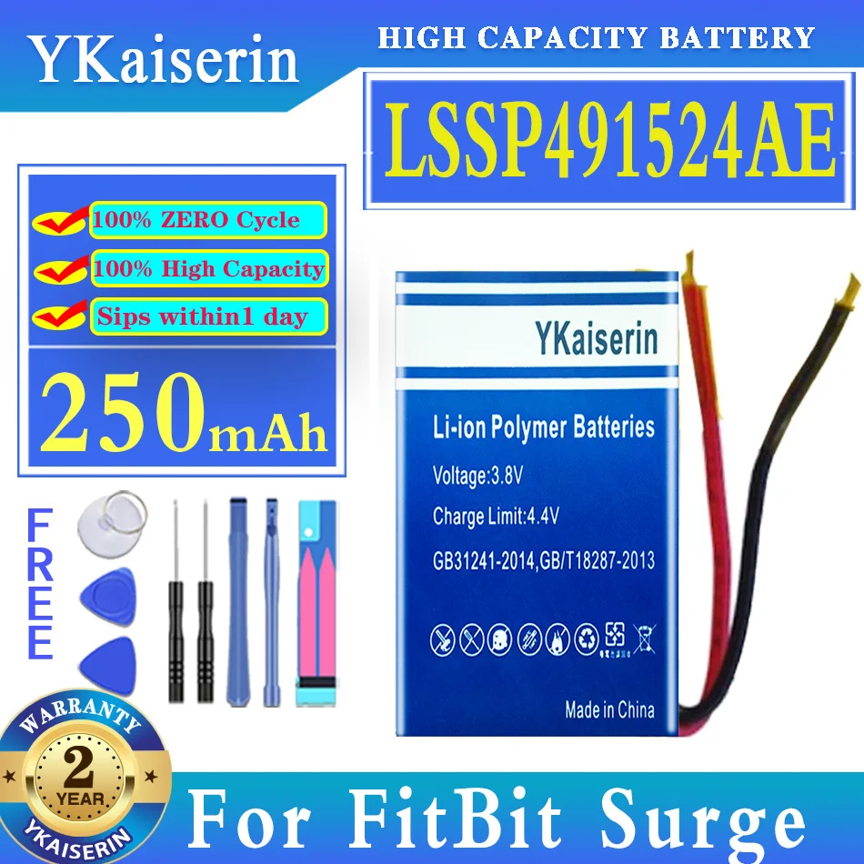 

YKaiserin Replacement Battery LSSP491524AE For FitBit versa3 versa 3/Sense 352325 Charge HR LSSP031420AB One Surge Batteries