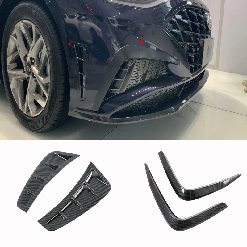 

Для Hyundai Sonata DN8 2020 2021 ABS углеродное волокно передний бампер боковой выход воздуха Крыло Передняя противотуманная фара рамка