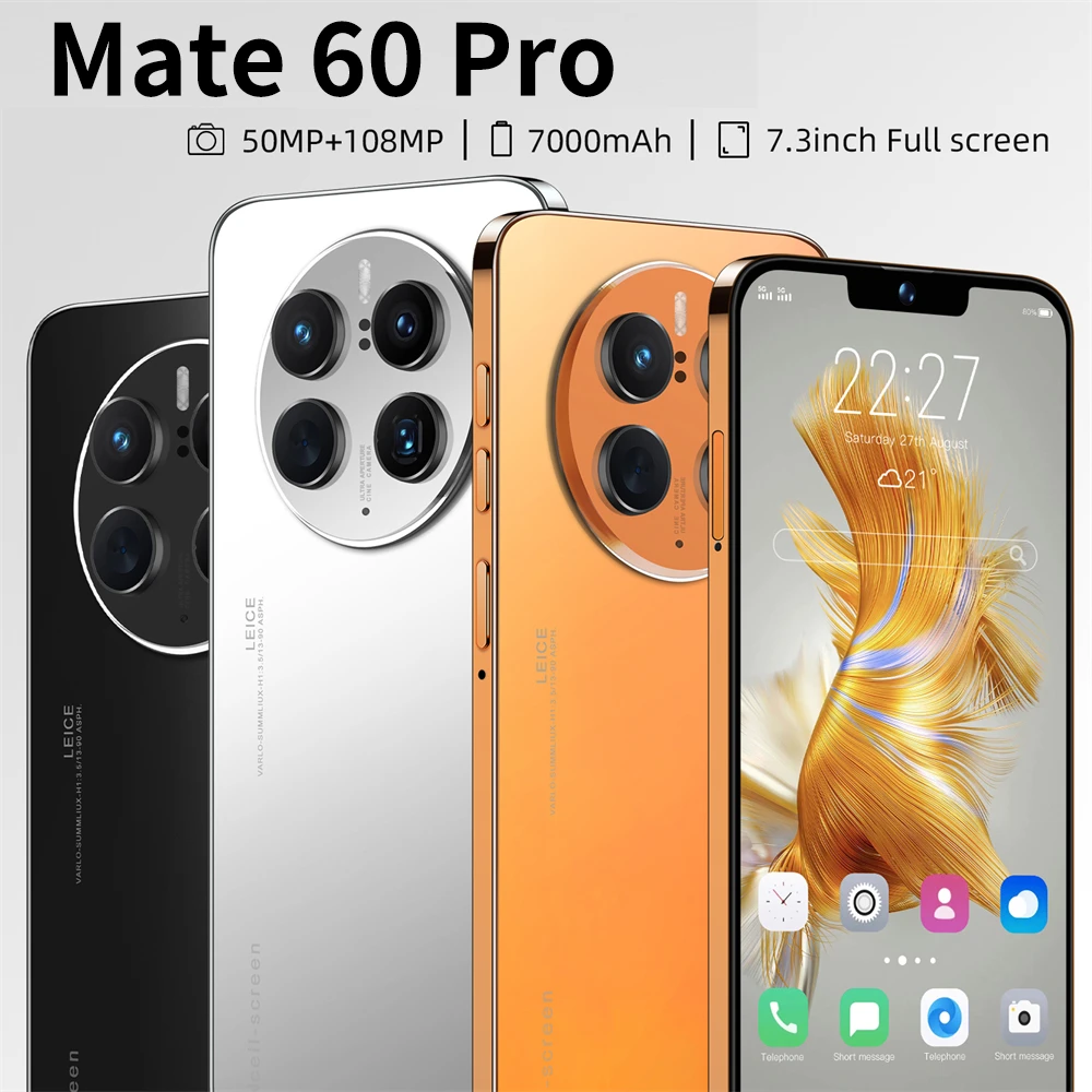 New Mate 60 Pro Smartphone Telefone 7.3HD 7000mAh 16+1TB Cellphones Camera 50MP+108MP 5G Unlock Mobile Phones
New Mate 60 Pro Smartphone Telefone 7.3HD 7000mAh 16+1TB Cellphones Camera 50MP+108MP 5G Unlock Mobile Phones