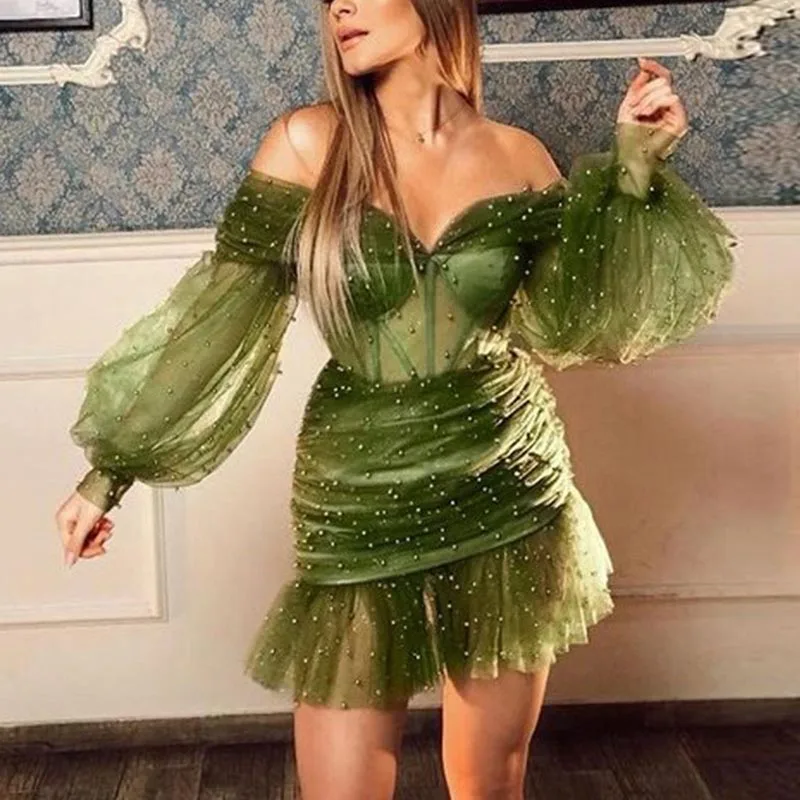 2021 Autumn Puff Long Sleeve Mesh Mini Dress Slim Party High Waist Sexy Pencil Dress Winter Bodycon For Female
2021 Autumn Puff Long Sleeve Mesh Mini Dress Slim Party High Waist Sexy Pencil Dress Winter Bodycon For Female