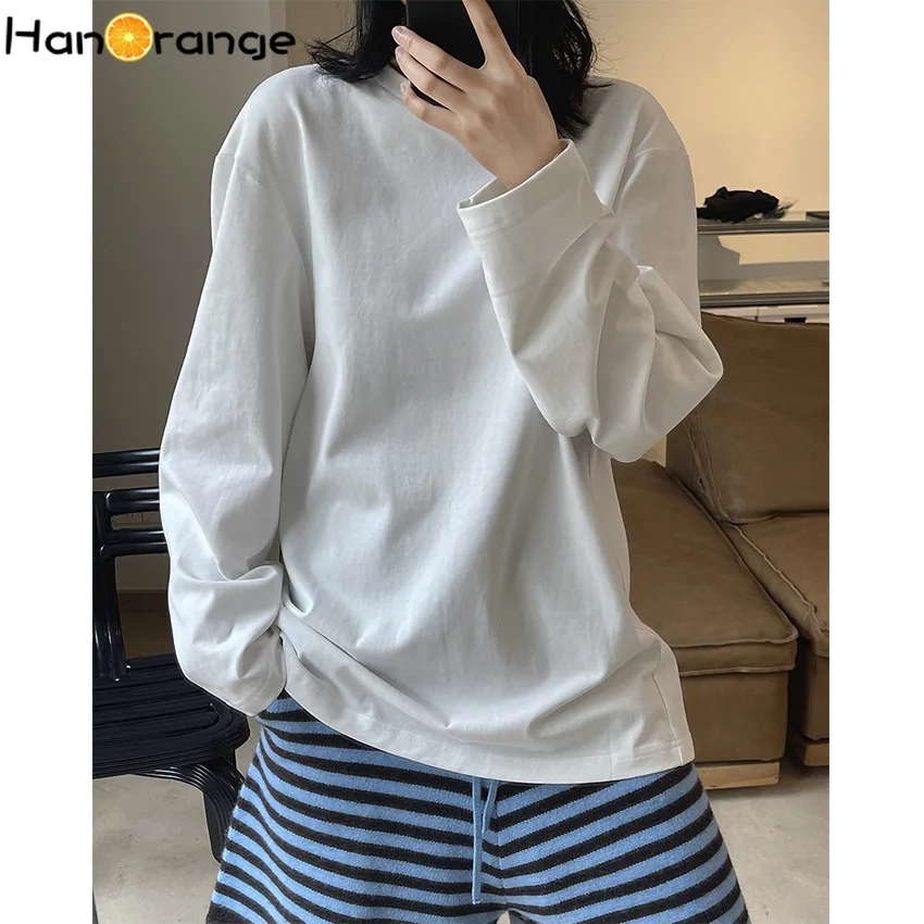 HanOrange Early Spring Pure Cotton T-shirt O-neck Ins Simple Fashionable Silhouette White Loose Casual Long-sleeved Top Women
HanOrange Early Spring Pure Cotton T-shirt O-neck Ins Simple Fashionable Silhouette White Loose Casual Long-sleeved Top Women