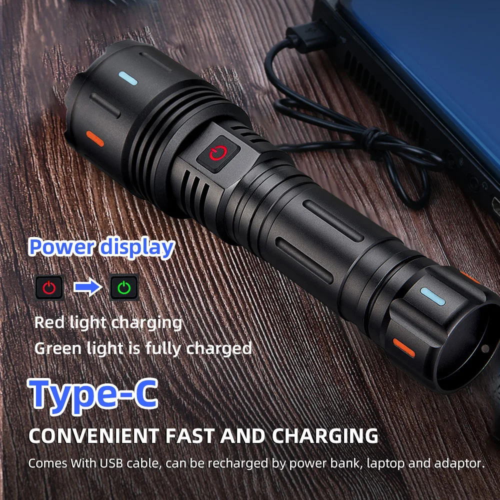 Newest White Laser Super Powerful Flashlight 6000LM Rechargeable Torch Light XHP90.2 High Power LED Flashlight Tactical Lantern
Newest White Laser Super Powerful Flashlight 6000LM Rechargeable Torch Light XHP90.2 High Power LED Flashlight Tactical Lantern
