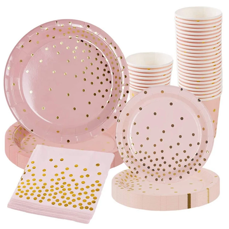 96 Pcs Pink Gold Dot Party Tableware Paper Plates And Napkins Cups For Wedding Bridal Shower Engagement Birthday Party
96 Pcs Pink Gold Dot Party Tableware Paper Plates And Napkins Cups For Wedding Bridal Shower Engagement Birthday Party
