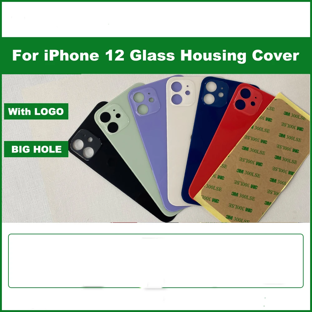 10 Pack Back Battery Glass Cover Wide Camera Big Hole Replacement for iPhone 12 Back Shell Door 
10 Pack Back Battery Glass Cover Wide Camera Big Hole Replacement for iPhone 12 Back Shell Door