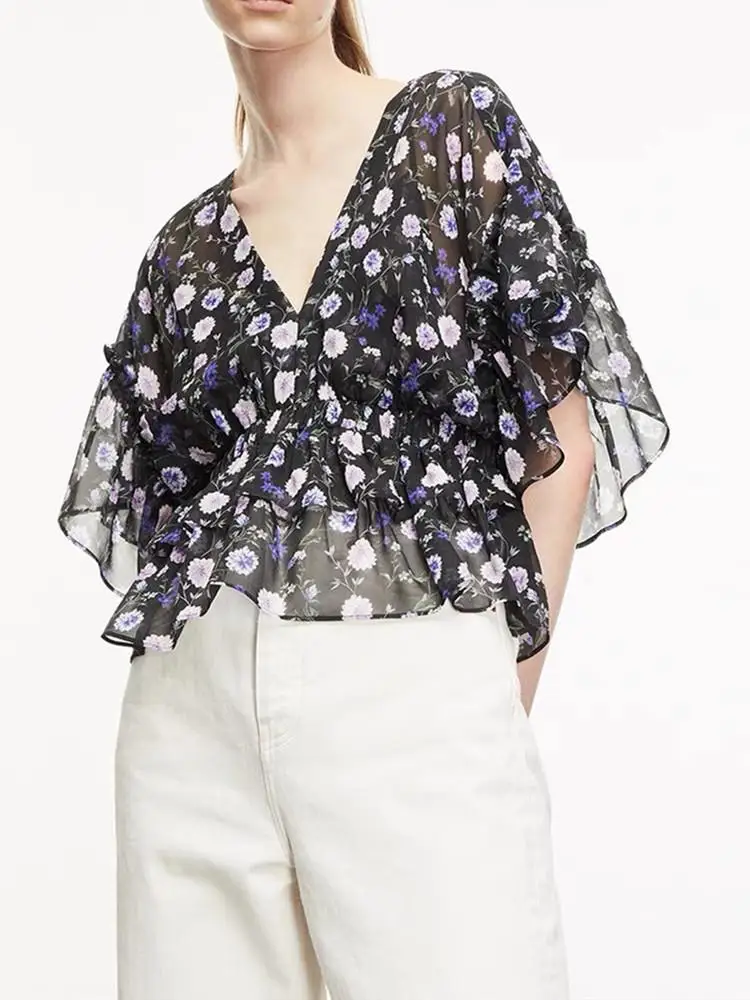 Women 100% Silk Vintage Daisy Flower Printed Blouses 2023 Spring Summer New Ladies Casual V-Neck Elegant Shirts Female Tops
Women 100% Silk Vintage Daisy Flower Printed Blouses 2023 Spring Summer New Ladies Casual V-Neck Elegant Shirts Female Tops
