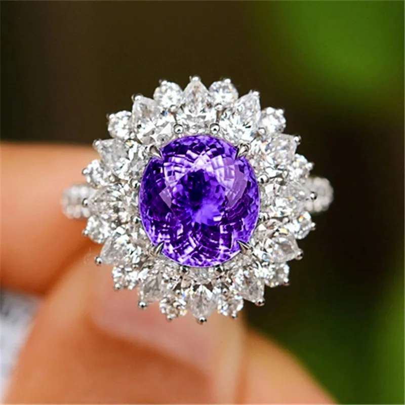 Silver Dark Purple Zircon Ring Ladies High-end New Elegant Natural Amethyst Full Gemstone Women's Engagement Wedding Anniversary
Silver Dark Purple Zircon Ring Ladies High-end New Elegant Natural Amethyst Full Gemstone Women's Engagement Wedding Anniversary