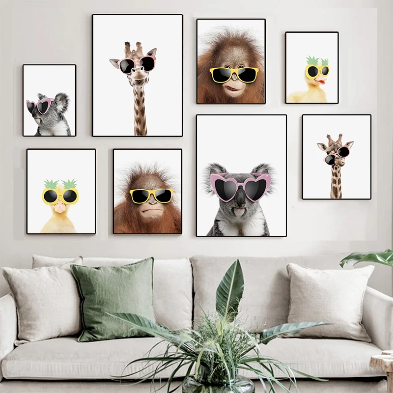 Animals with Glasses Wall Posters Koala Giraffe Orangutan Duck Wall Art Prints Canvas Painting Baby Room Nursery Decor Mural
Animals with Glasses Wall Posters Koala Giraffe Orangutan Duck Wall Art Prints Canvas Painting Baby Room Nursery Decor Mural
