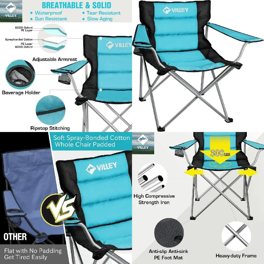 Lovely Blue Portable High-Quality Padded Camp Folding Chair with Cup Holder, Arm Chair & Carry Bag - Perfect for Indoor and Outd
Lovely Blue Portable High-Quality Padded Camp Folding Chair with Cup Holder, Arm Chair & Carry Bag - Perfect for Indoor and Outd