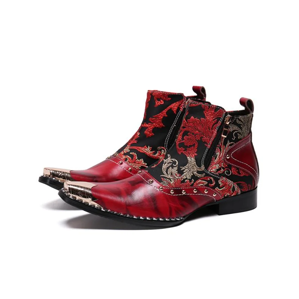 Printing Patchwork Zipper With Metal Bordered Men Genuine Leather Pointed Toe Ankle Boots Plus Size Wedding Party Dress Shoes
Printing Patchwork Zipper With Metal Bordered Men Genuine Leather Pointed Toe Ankle Boots Plus Size Wedding Party Dress Shoes