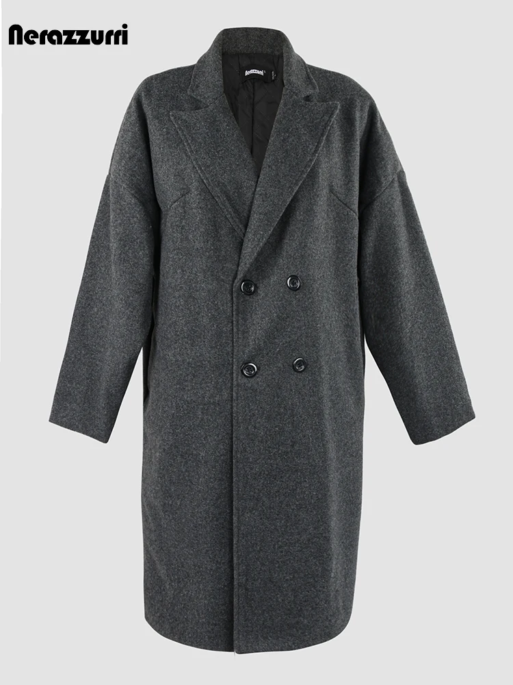 Nerazzurri Autumn Winter Long Loose Casual Warm Soft Grey Black Woolen Coat Men Double Breasted Korean Fashion 2023
Nerazzurri Autumn Winter Long Loose Casual Warm Soft Grey Black Woolen Coat Men Double Breasted Korean Fashion 2023