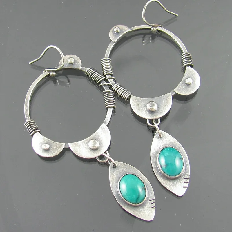 Bohemia Turquoises Earrings Silver Color Oval Hoop Earrings for Women Female Party Earring Fashion Jewelry Accessories Gifts
Bohemia Turquoises Earrings Silver Color Oval Hoop Earrings for Women Female Party Earring Fashion Jewelry Accessories Gifts