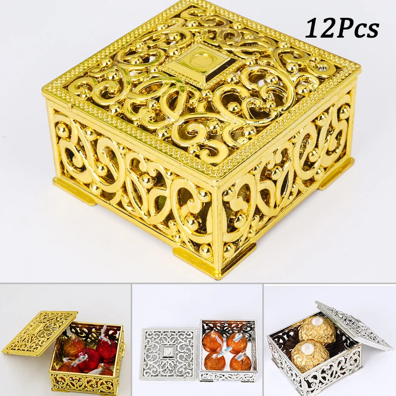 12pcs/lot Mini Candy Box Vintage Gold Silver Square Candy Box Plastic Creative Hollow For Wedding Party Gift Candy Box 6x6x3.2cm
12pcs/lot Mini Candy Box Vintage Gold Silver Square Candy Box Plastic Creative Hollow For Wedding Party Gift Candy Box 6x6x3.2cm