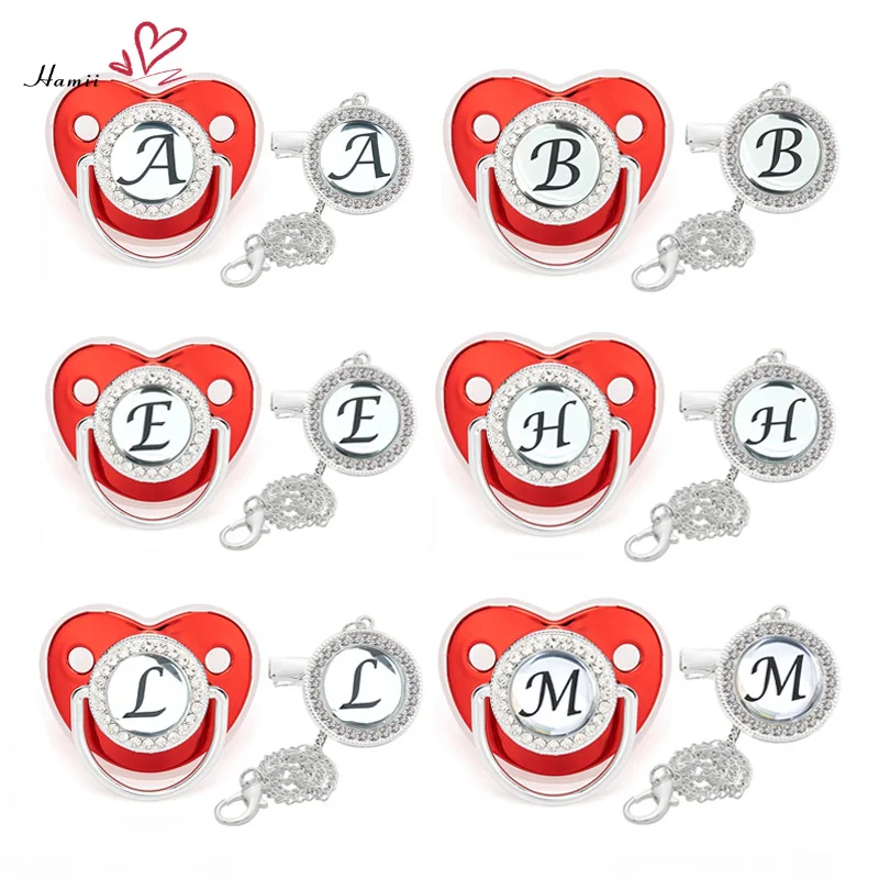 26 Name Initial Letter Red Bling Baby Pacifier Clip Silicone Infant Bling Dummy Nipple Newborn Dummy Soother With Dust-proof Lid
26 Name Initial Letter Red Bling Baby Pacifier Clip Silicone Infant Bling Dummy Nipple Newborn Dummy Soother With Dust-proof Lid