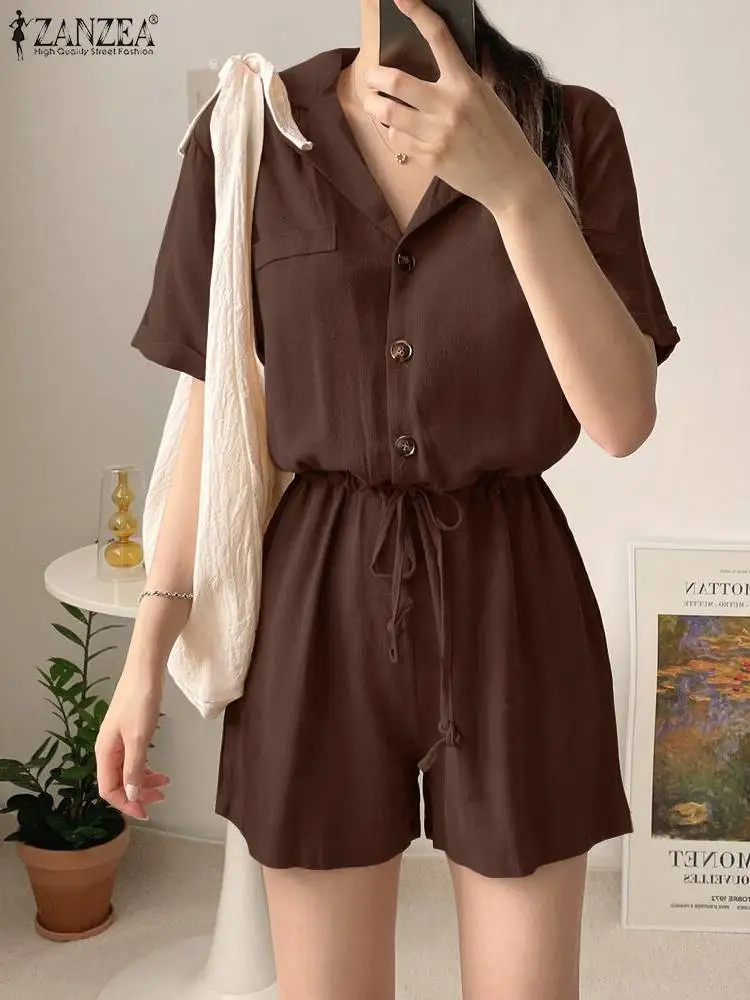 Women Button Up Playsuit ZANZEA Casual Loose Short Rompers 2022 Short Sleeve Pocket Jumpsuit Summer Lapel Short Pant Overalls
Women Button Up Playsuit ZANZEA Casual Loose Short Rompers 2022 Short Sleeve Pocket Jumpsuit Summer Lapel Short Pant Overalls