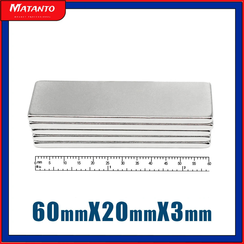 1/2/5/10/15PCS 60x20x3mm Block Strong Powerful Magnets 60x20x3 Rare Earth Neodymium Magnet N35 Permanent NdFeB Magnet 60*20*3
1/2/5/10/15PCS 60x20x3mm Block Strong Powerful Magnets 60x20x3 Rare Earth Neodymium Magnet N35 Permanent NdFeB Magnet 60*20*3