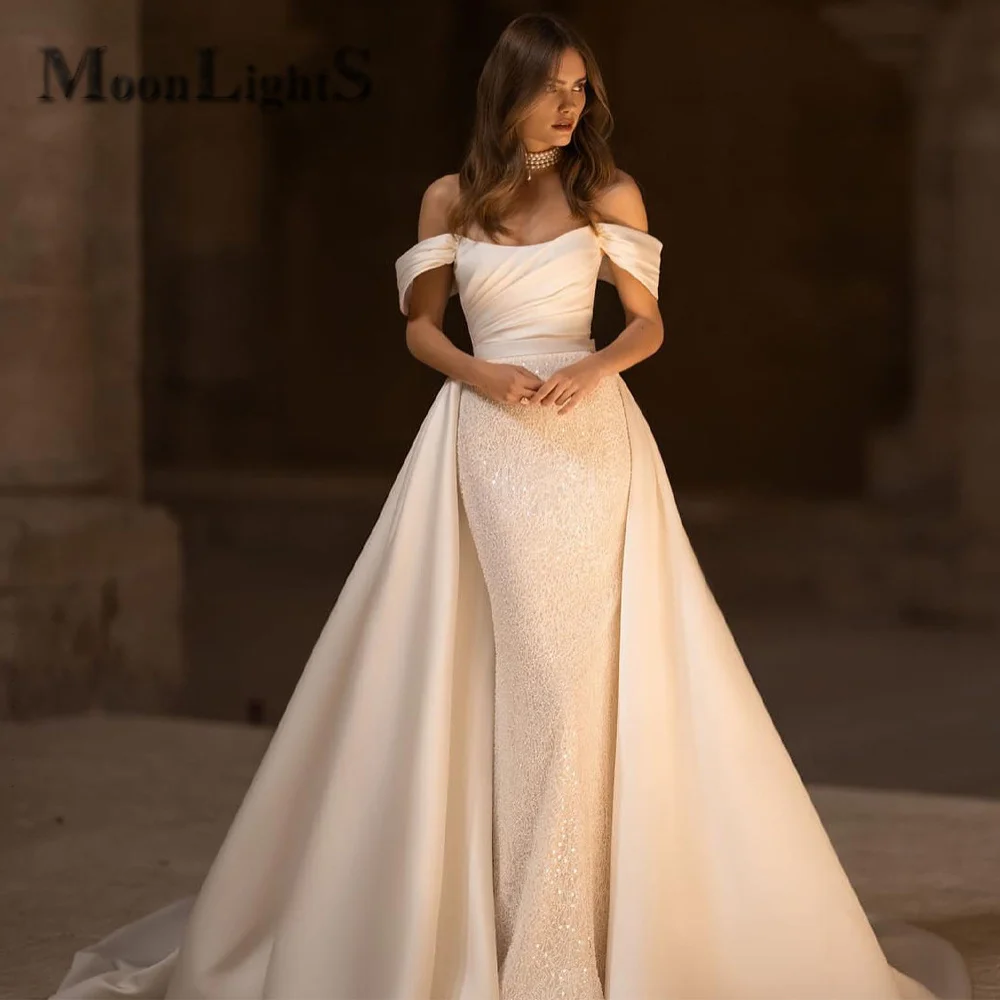 MoonlightShadow Simple Satin Wedding Dress 2024 Watteau Train Glitter Boat Neck New Ladies Party Vestido De Casamento Customised
MoonlightShadow Simple Satin Wedding Dress 2024 Watteau Train Glitter Boat Neck New Ladies Party Vestido De Casamento Customised
