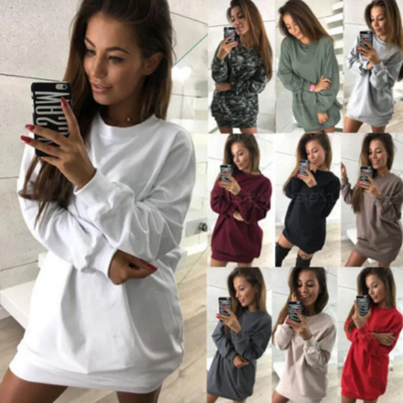 Women Sweatshirt Hoodies Long Casual O-Neck Loose New Dress Autumn Long Sleeve Sweatshirts Tops Femme Vestidos
Women Sweatshirt Hoodies Long Casual O-Neck Loose New Dress Autumn Long Sleeve Sweatshirts Tops Femme Vestidos