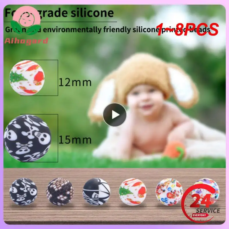 

Силиконовые бусины Terrazzo с леопардовым принтом, круглые жемчужины, детские игрушки для прорезывания зубов «сделай сам», безопасные, от детей, 1 до 8 шт., 12 мм