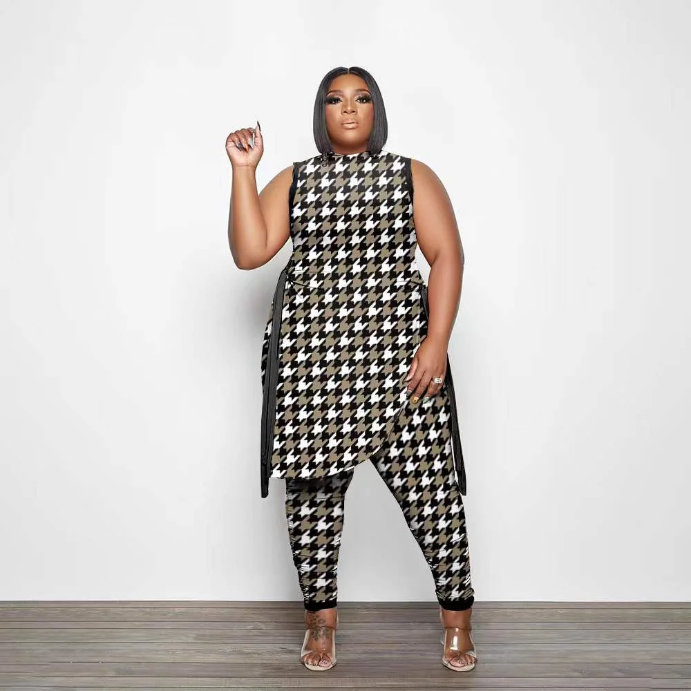 SSEURAT Plus Size Two Pieces Set Women Print Sleevesless Irregular Long Tops and Trousers Set Casual Ladies Summer Fashion Sui
SSEURAT Plus Size Two Pieces Set Women Print Sleevesless Irregular Long Tops and Trousers Set Casual Ladies Summer Fashion Sui