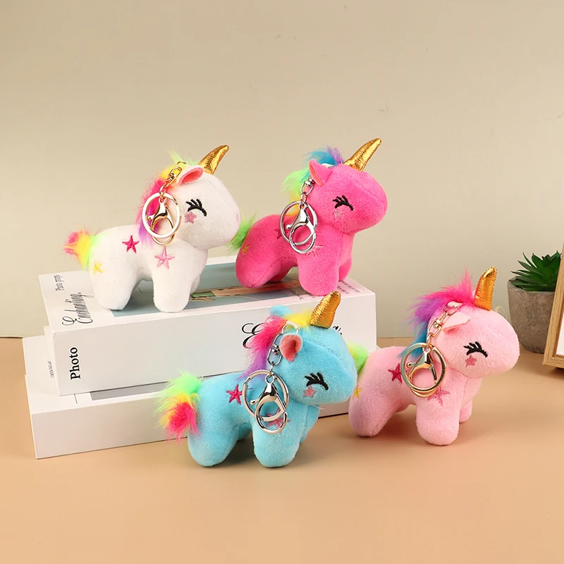 

Cartoon Mini Pendant Keychains Unicorn Plush Soft Stuffed Popular Animal Horse Toy Pendant For Children Girls