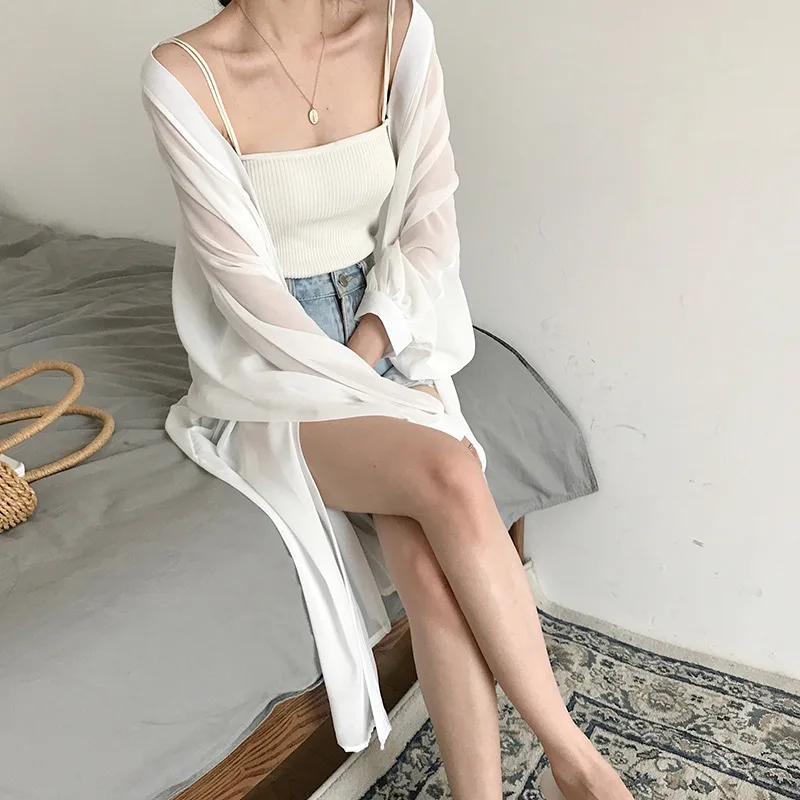 Chiffon Cardigan with Shawl Ultra-thin Beach Cover-up Sun Protection Clothing Women Fashion Loose Bikinis Cover-up Shirt Long
Chiffon Cardigan with Shawl Ultra-thin Beach Cover-up Sun Protection Clothing Women Fashion Loose Bikinis Cover-up Shirt Long