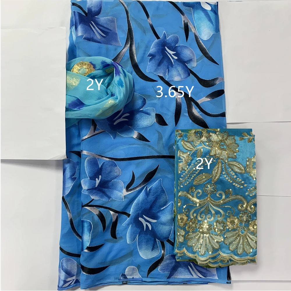 2+2+3.65 yards African Lace Silk Fabric Somali Dirac Silk Imitation And George Lace Fabrics With Scarf Set 
2+2+3.65 yards African Lace Silk Fabric Somali Dirac Silk Imitation And George Lace Fabrics With Scarf Set