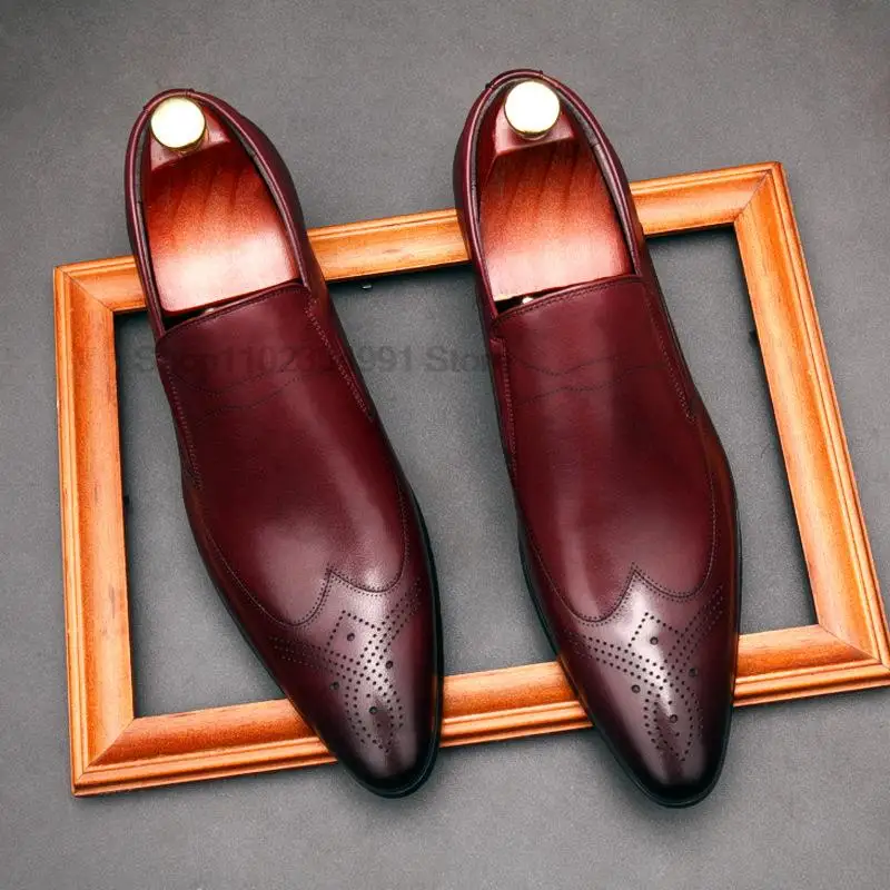 Лоферы мужские с резьбой, натуральная кожа, повседневные туфли на плоской подошве, офисные свадебные туфли, без застежки, винно-красные, в итальянском стиле
Лоферы мужские с резьбой, натуральная кожа, повседневные туфли на плоской подошве, офисные свадебные туфли, без застежки, винно-красные, в итальянском стиле