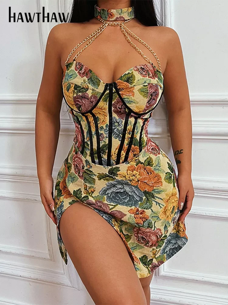Hawthaw Women Elegant Halter Floral Printed Party Club Bodycon Split Straps Mini Dress 2022 Summer Clothes Wholesale Items
Hawthaw Women Elegant Halter Floral Printed Party Club Bodycon Split Straps Mini Dress 2022 Summer Clothes Wholesale Items
