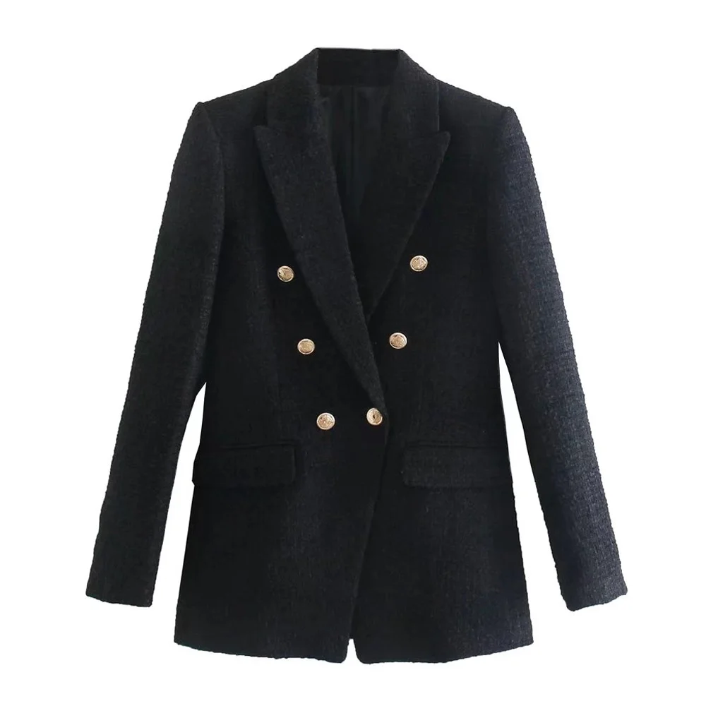 2022 Women Fashion With Metal Button Tweed Blazer Coat Vintage Long Sleeve Flap Pockets Female Outerwear Chic Veste
2022 Women Fashion With Metal Button Tweed Blazer Coat Vintage Long Sleeve Flap Pockets Female Outerwear Chic Veste